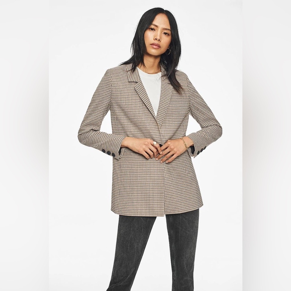 Anine Bing • Madeleine Oversized Blazer Mustard Check Plaid S